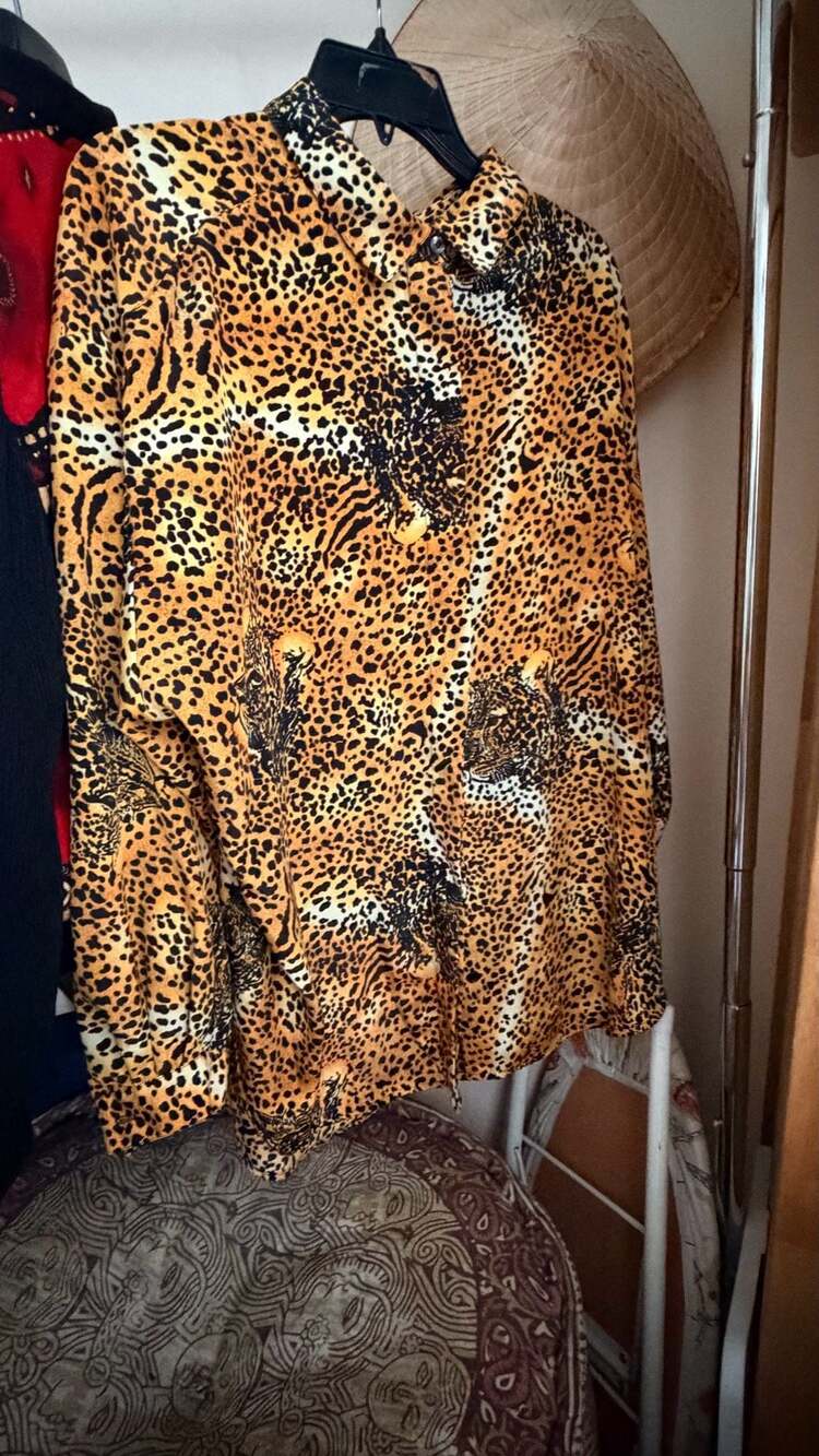 JP Collections Leopard Print Button Up Shirt